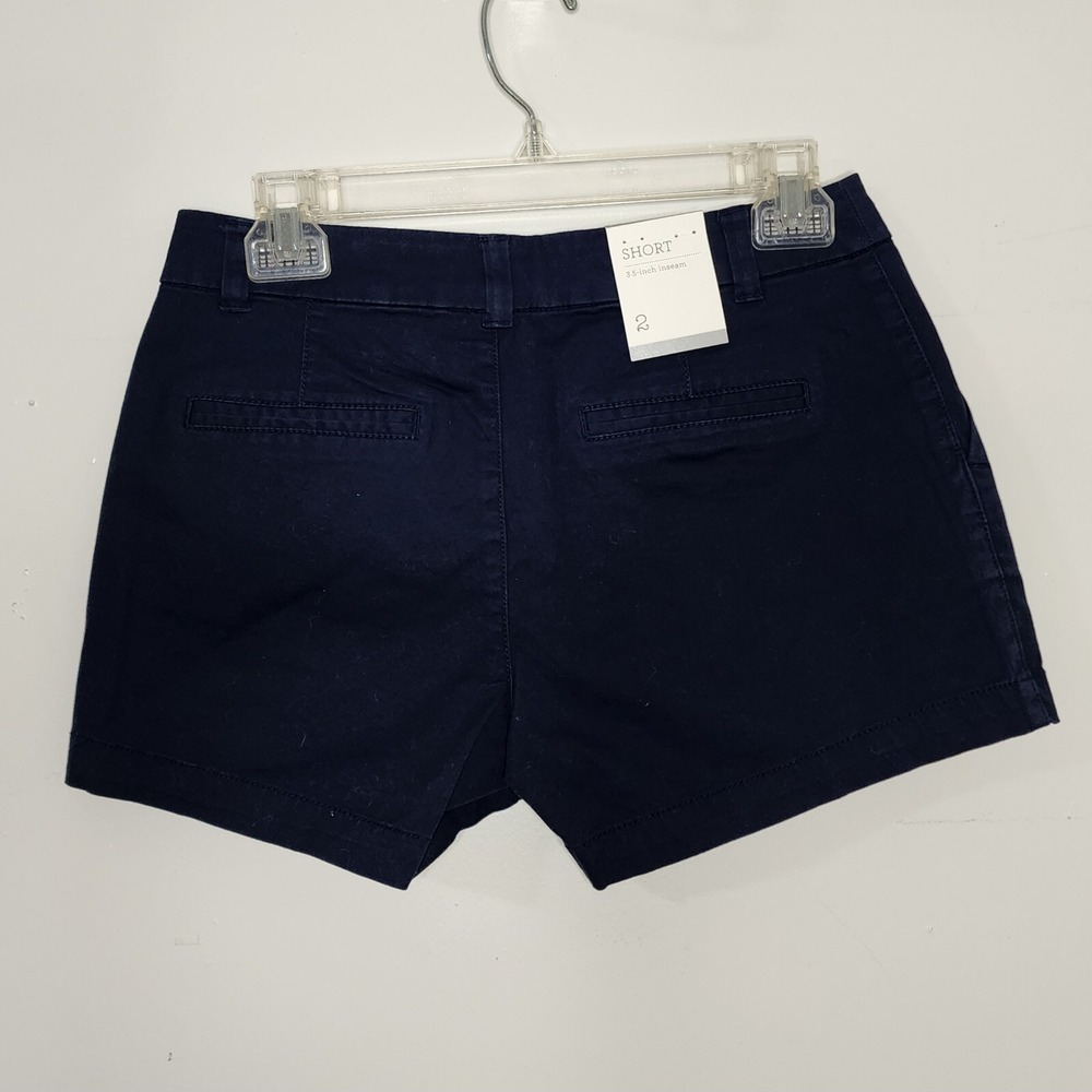 New!! STYLE & CO. Size 2 Navy Blue Cotton Stretch Chino Shorts w/tags 3.5 inseam